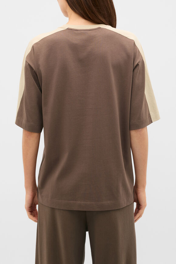 Contrast Sleeve Panel Boxy Tee  Chestnut  hi-res