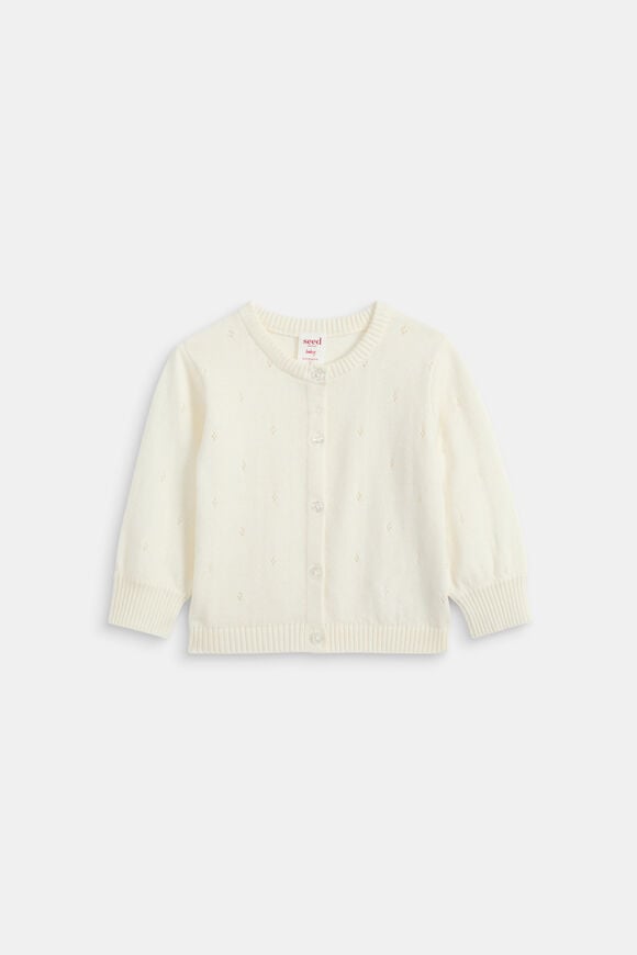 Pointelle Knit Cardigan  Classic Cream  hi-res