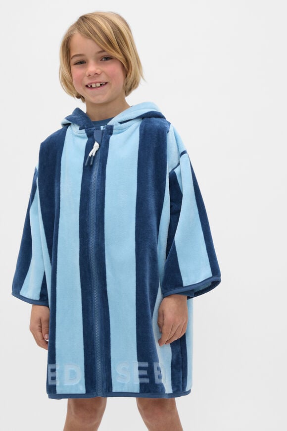 Swim Zip Poncho  Washed Navy Stripe  hi-res
