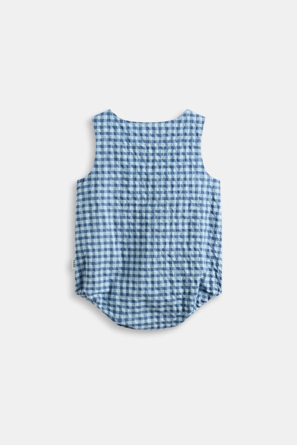 Gingham Pocket Romper  Washed Navy  hi-res