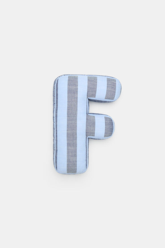 Blue Stripe Initial Cushion  F  hi-res