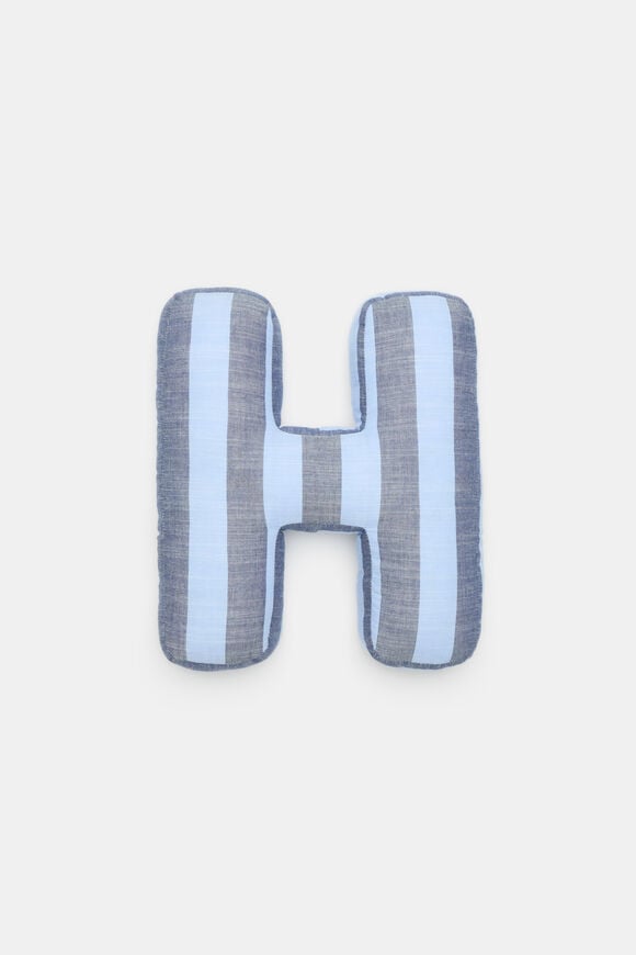 Blue Stripe Initial Cushion  H  hi-res