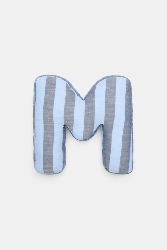 Blue Stripe Initial Cushion  M  hi-res
