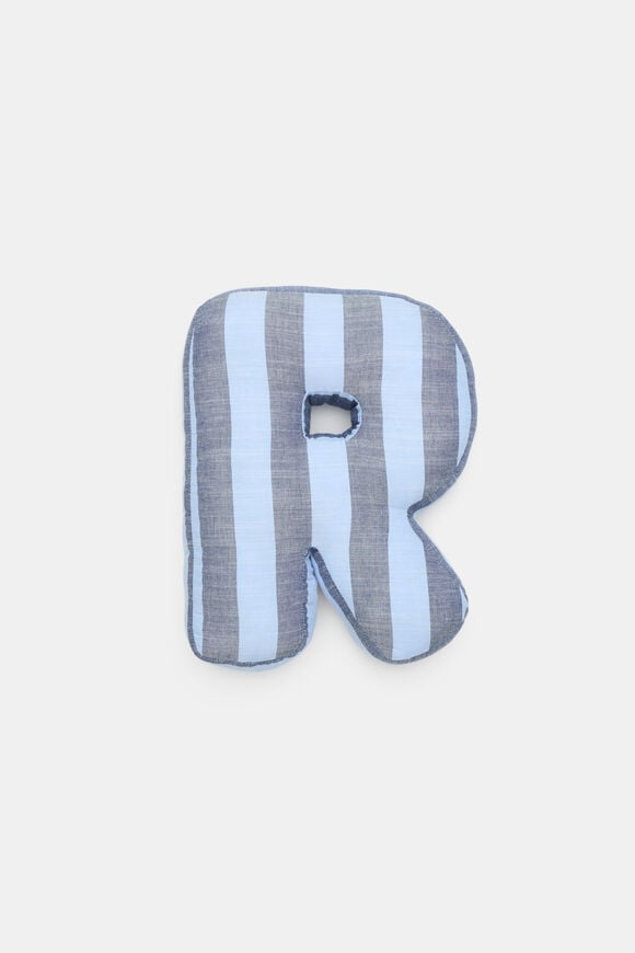 Blue Stripe Initial Cushion  R  hi-res