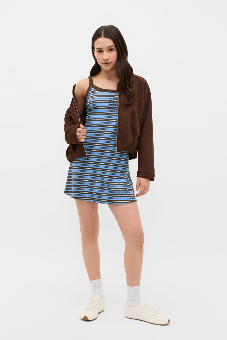 Stripe Logo Rib Dress  Multi