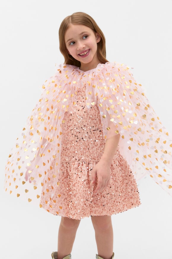 Heart Layered Tulle Cape  Pink Lemonade  hi-res
