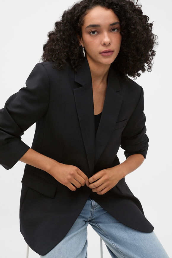 Wool Blend Blazer  Black  hi-res
