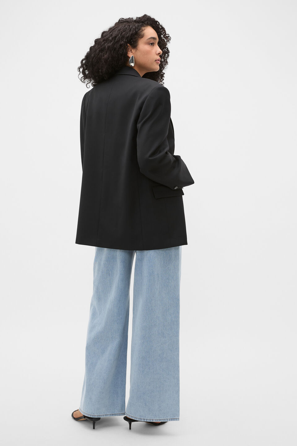 Wool Blend Blazer  Black