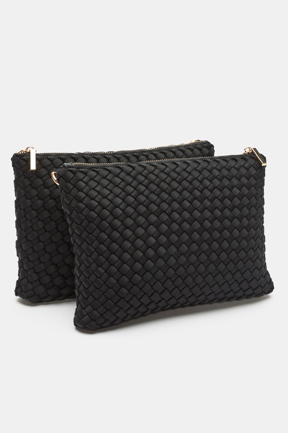Woven Textured Mutli Pocket Bag  Black