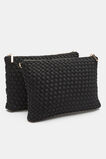Woven Textured Mutli Pocket Bag  Black  hi-res