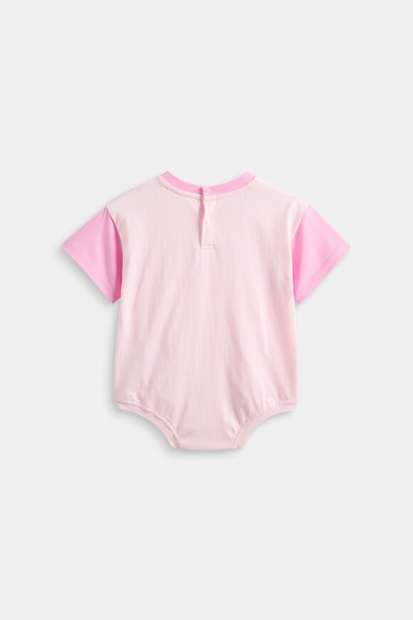 Colour Block Logo Romper  Pink Lemonade  hi-res