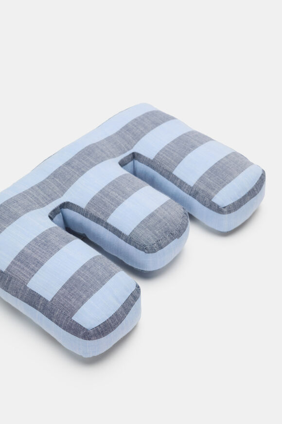 Blue Stripe Initial Cushion  E  hi-res