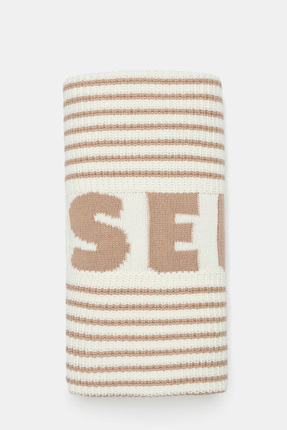 Logo Stripe Knit Blanket  Acorn Stripe  hi-res