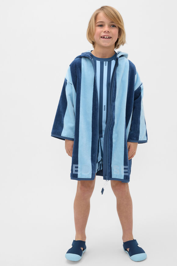Swim Zip Poncho  Washed Navy Stripe  hi-res