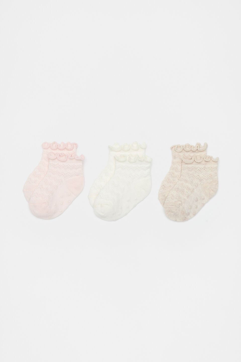 Zig Zag Frill Sock 3 Pack  Light Pink