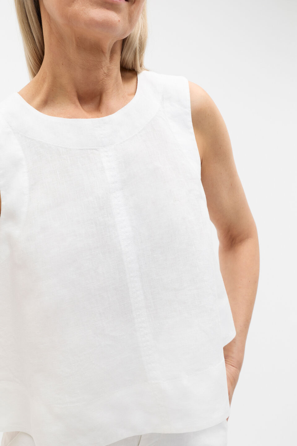Core Linen Shell Top  Whisper White