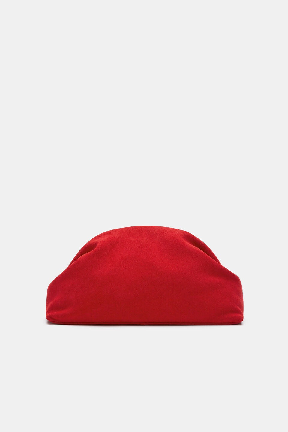 Suede Rounded Clutch  Poppy