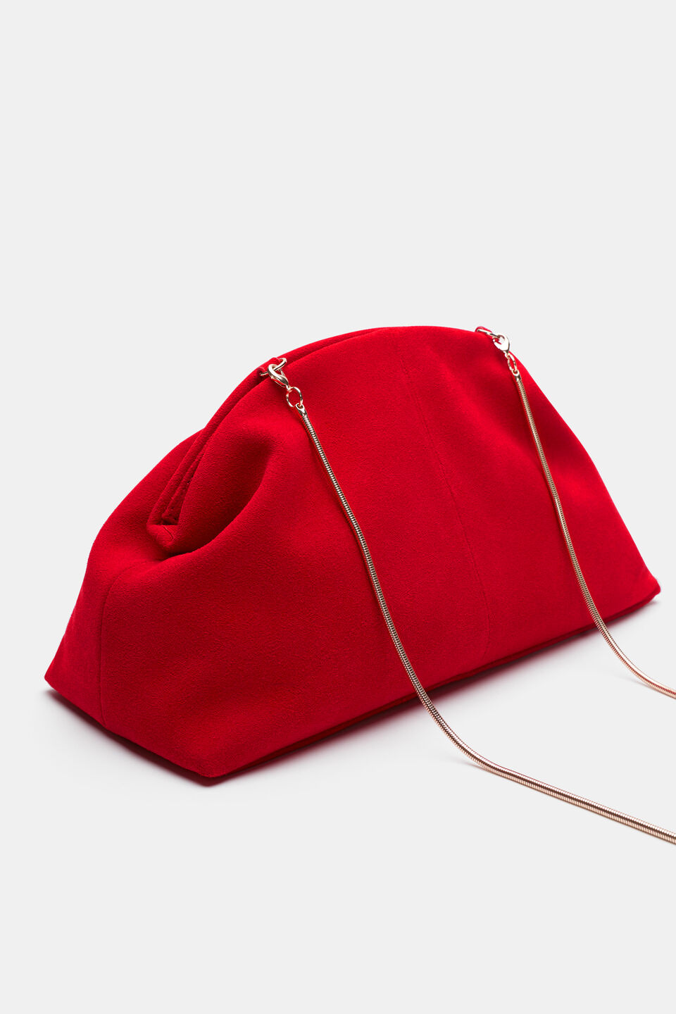 Suede Rounded Clutch  Poppy
