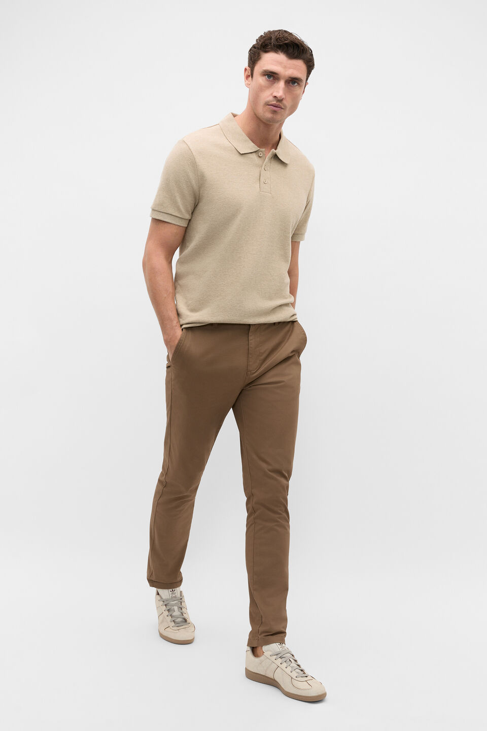 Textured Polo  Dark Stone