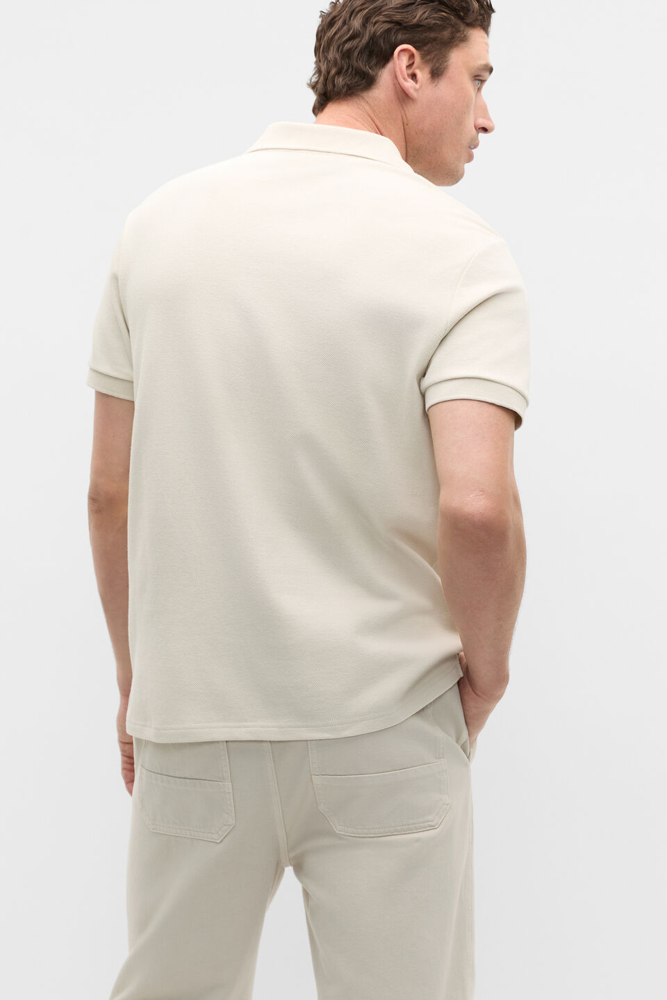 Textured Polo  Pebble