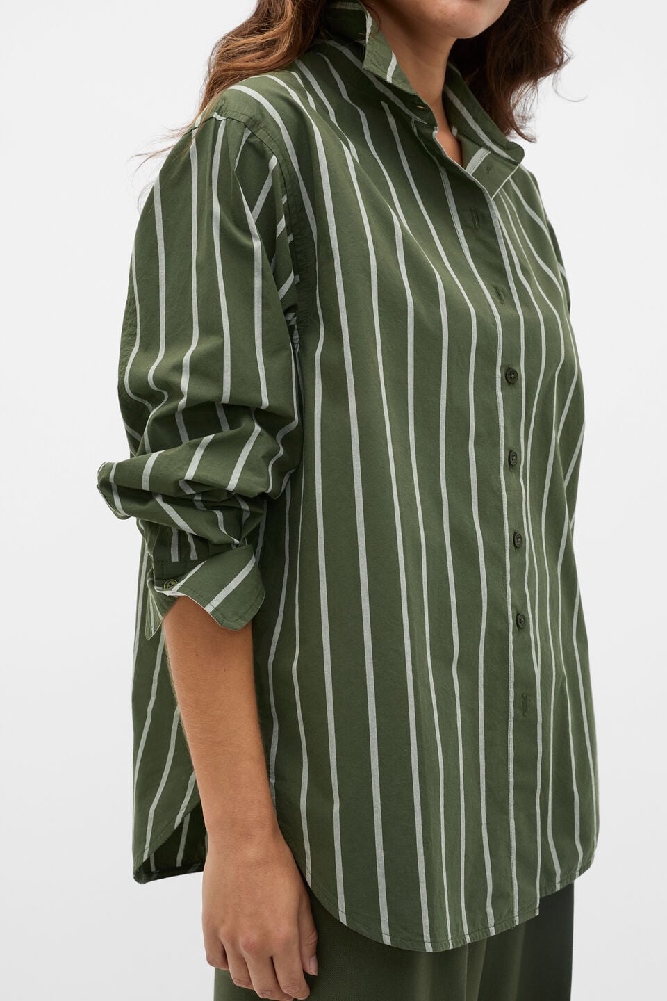 Poplin Classic Shirt  Deep Forest Stripe
