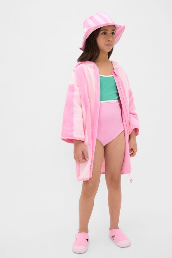 Swim Zip Poncho  Candy Pink Stripe  hi-res