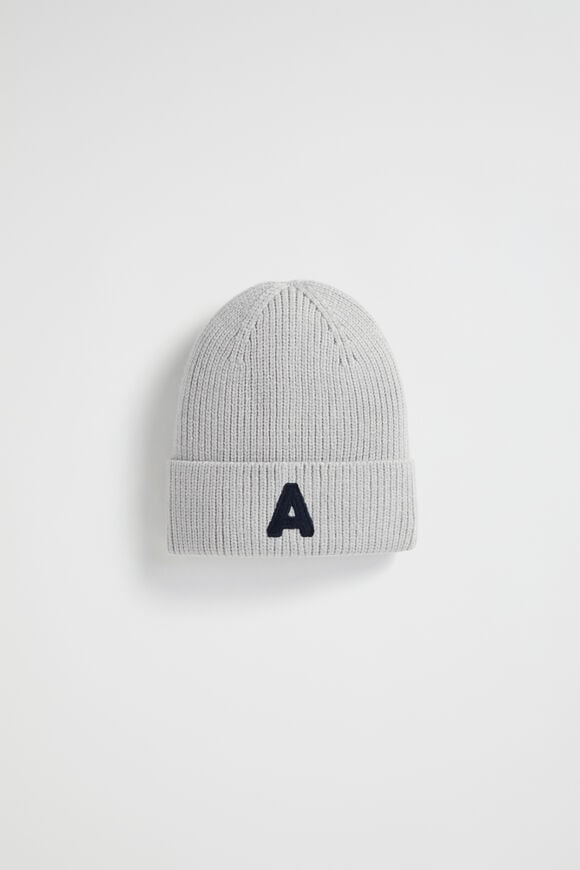 Rib Initial Beanie  A  hi-res