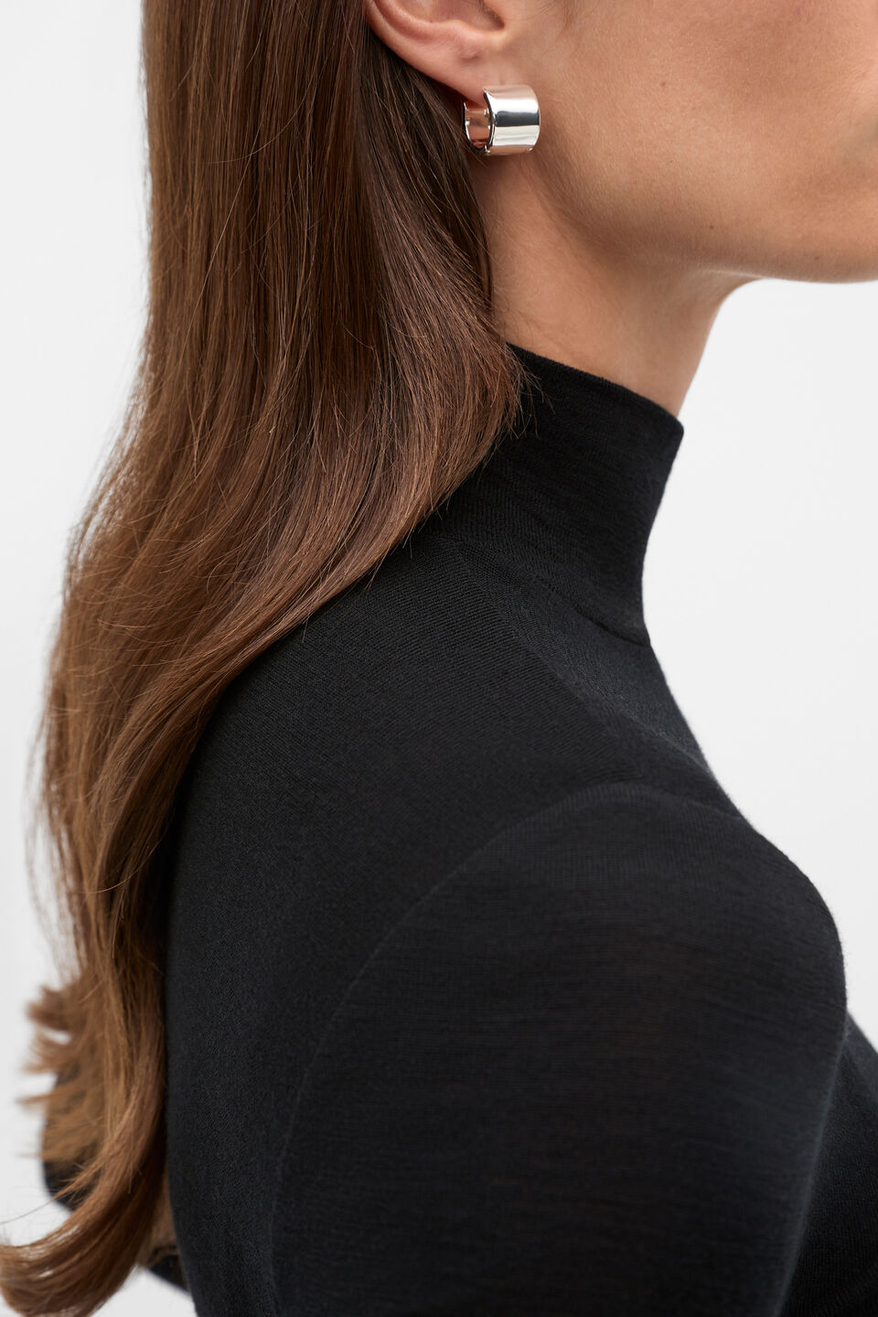 Australian Merino Mock Neck Top  Black