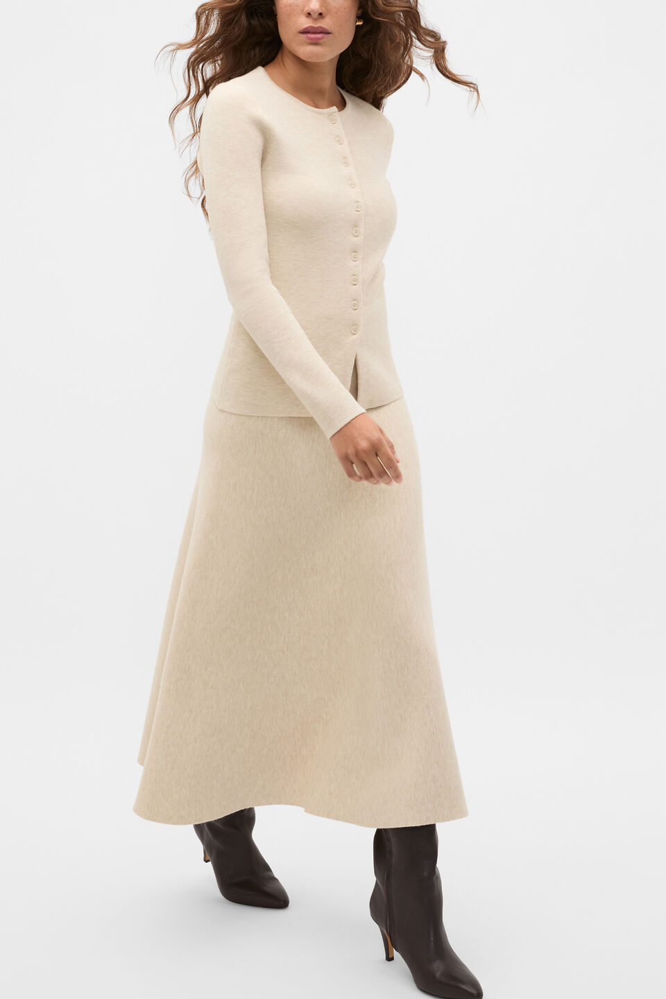 Marle Knit Skirt  Wheat Marle