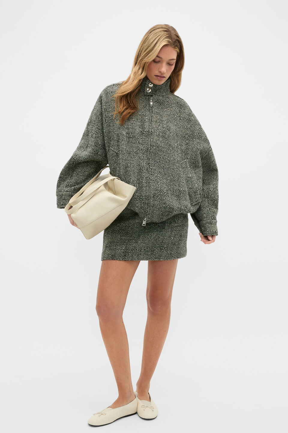 Textured Mini Skirt  Pale Slate Crossdye