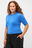 Cotton Blend Rib Knit Top  Blue Haven  hi-res