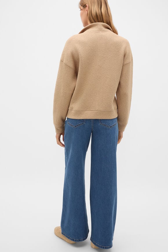 Textured Twist Funnel Neck Sweat  Sandstone Twist  hi-res