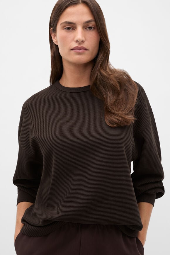 Ribbed Relaxed Sweat  Coffee Bean  hi-res
