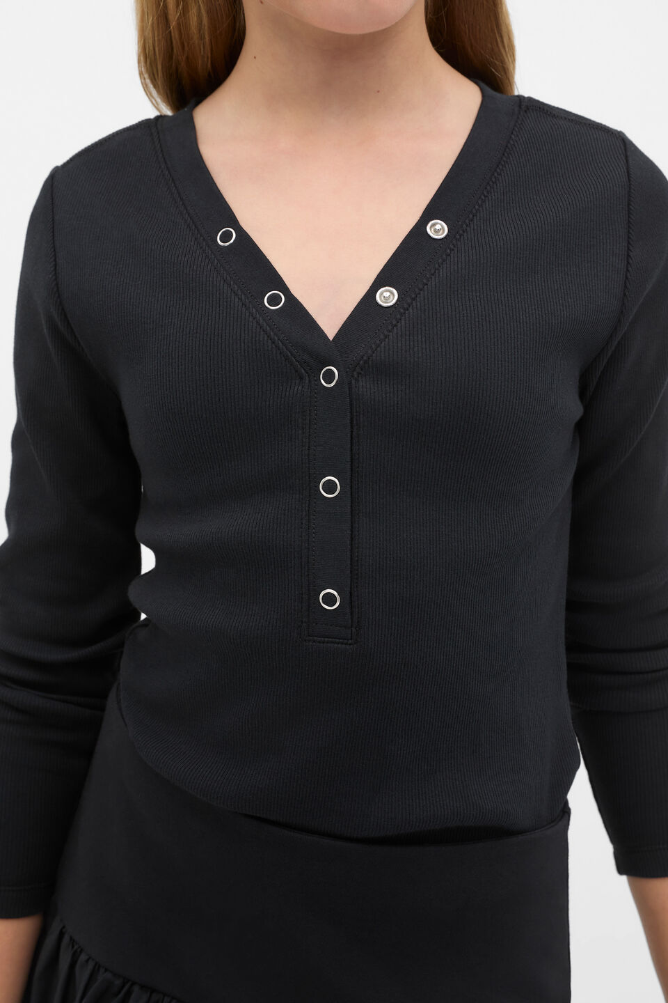 Placket Rib Tee  Black