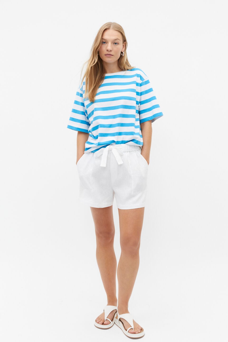 Core Linen Tie Waist Short  Whisper White