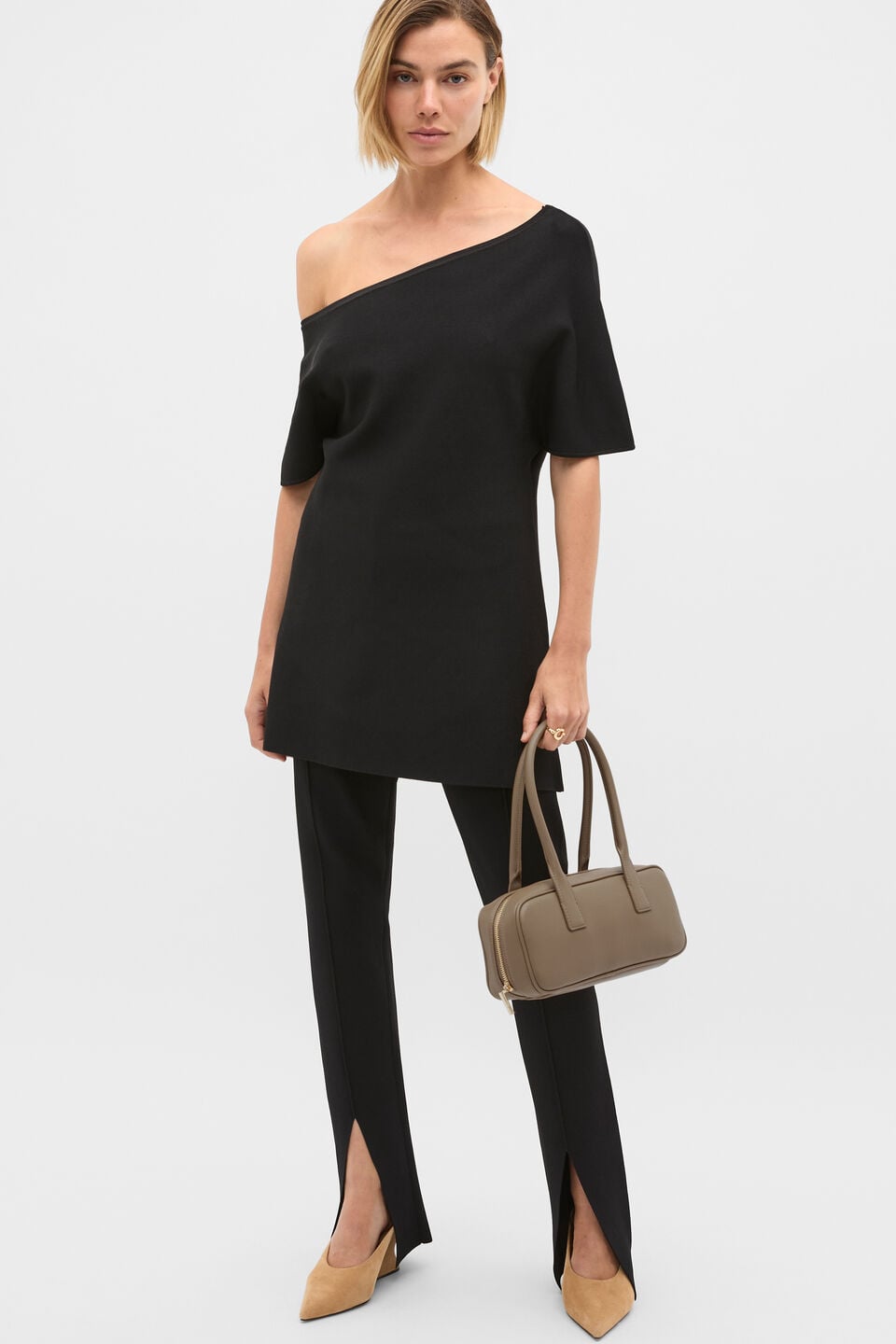 Crepe Knit Slim Pant  Black