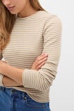 Textured Waffle Crew Neck Top  Sand Stone Stripe  hi-res