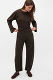 Cotton Long Sleeve Waisted Top  Coffee Bean  hi-res