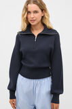 Double Knit Crop Zip Through  Twilight Blue  hi-res