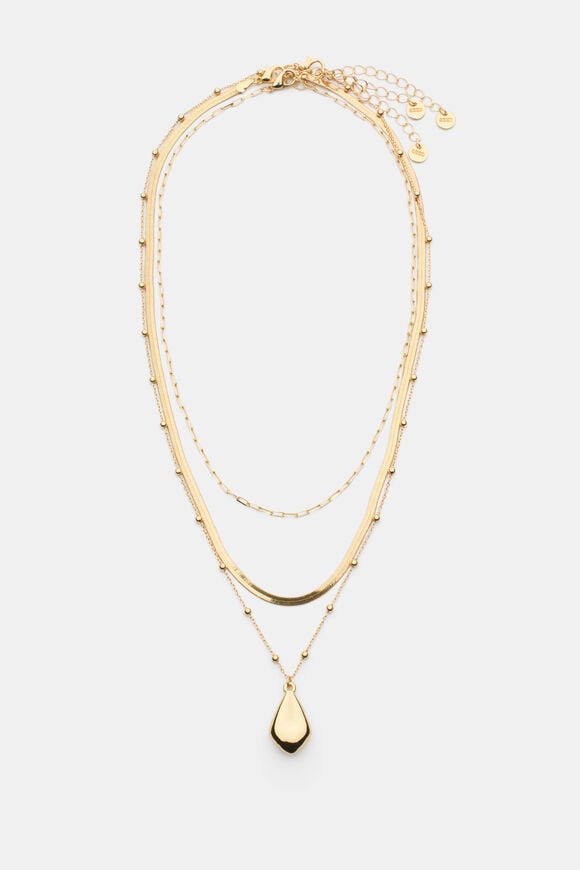 Oval Pendant Necklace  Gold  hi-res