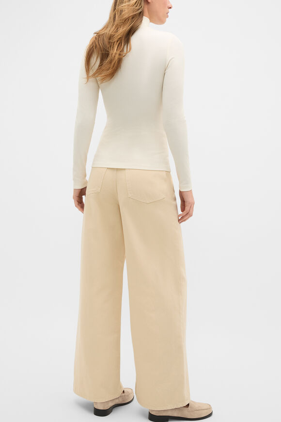 Core Rib Mock Neck Top  Coconut Cream  hi-res