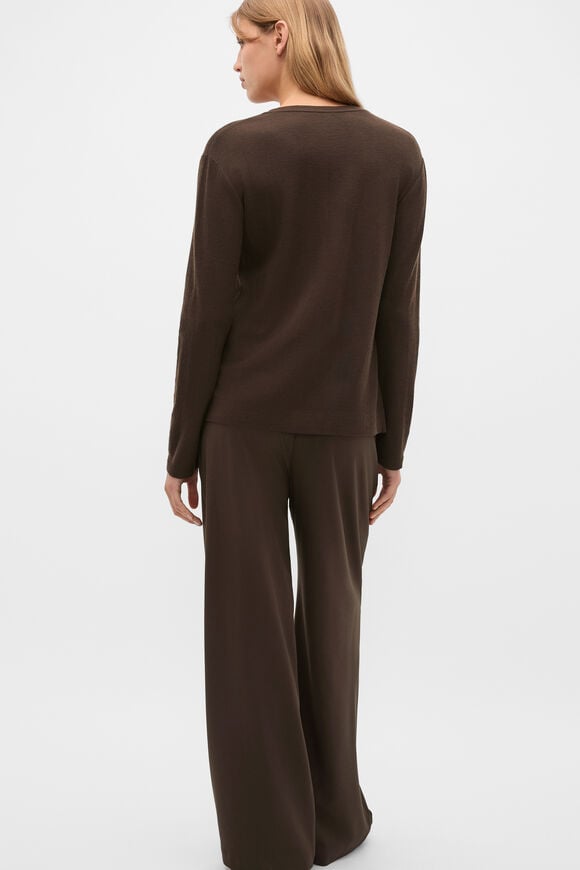 Australian Merino V Neck Top  Coffee Bean  hi-res