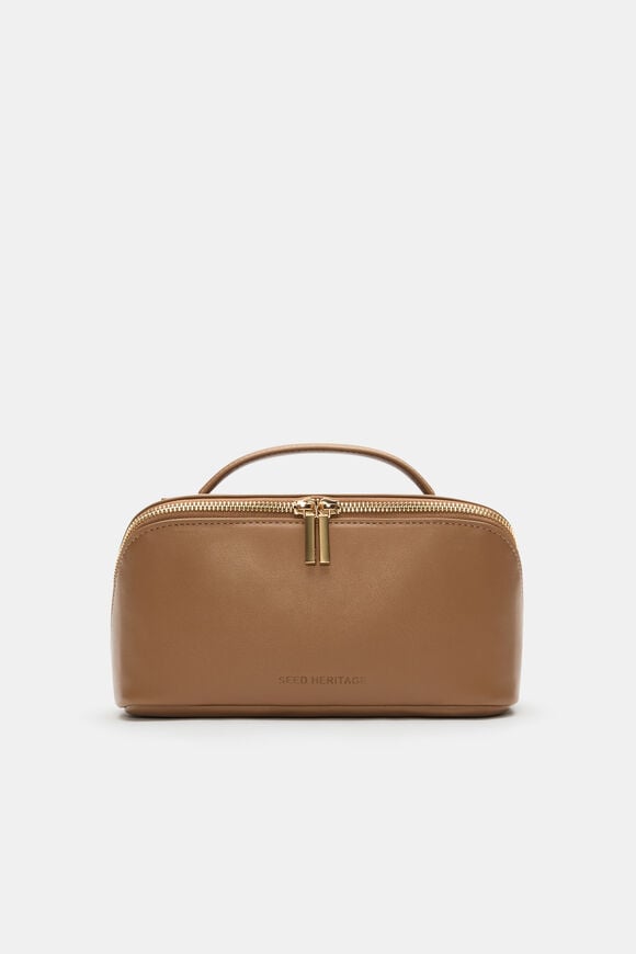 Zip Around Cosmetic Case  Tan  hi-res