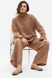 Merino Wool Roll Neck Side Split Knit  Amaretto  hi-res