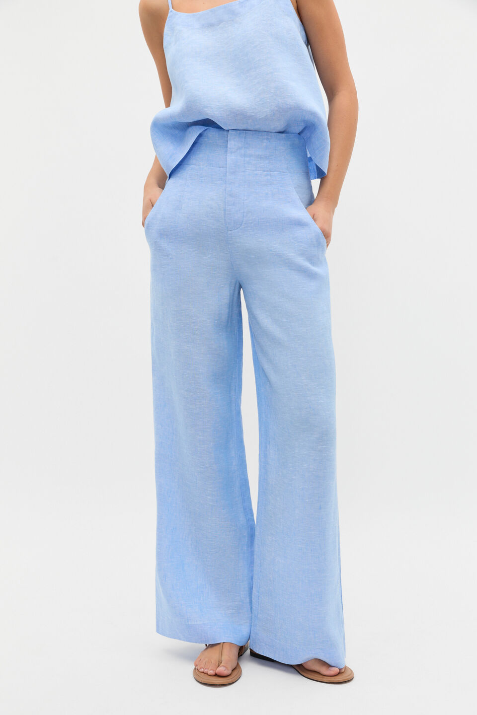 Core Linen Waisted Pant  Cornflower Blue Crossdye