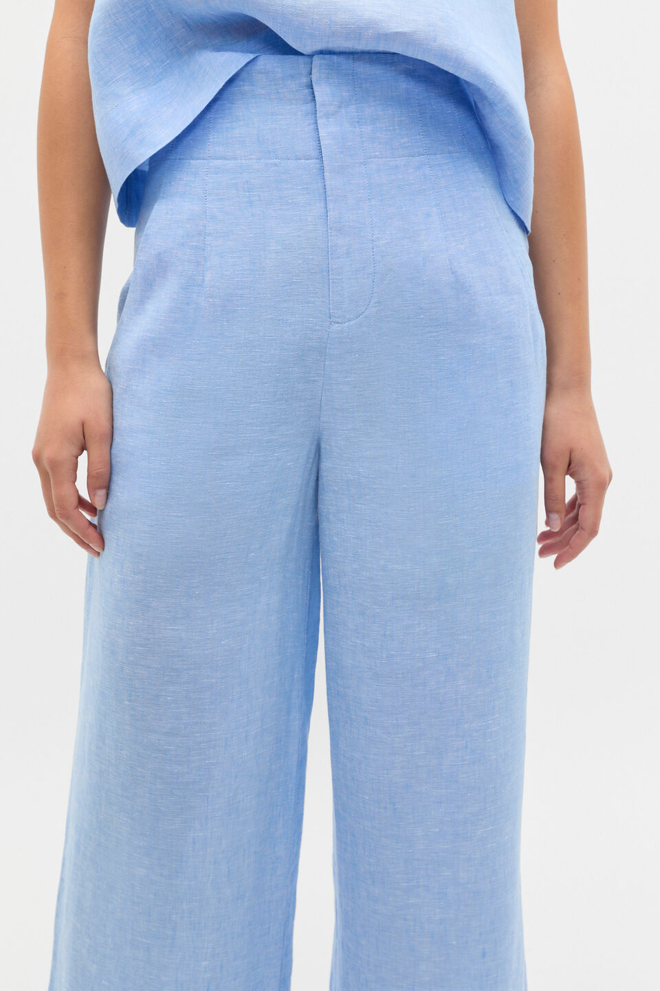 Core Linen Waisted Pant  Cornflower Blue Crossdye