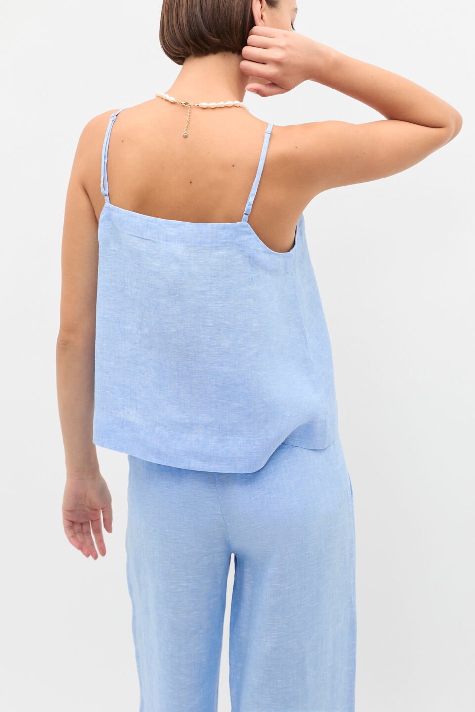 Linen Scoop Cami  Cornflower Blue Crossdye