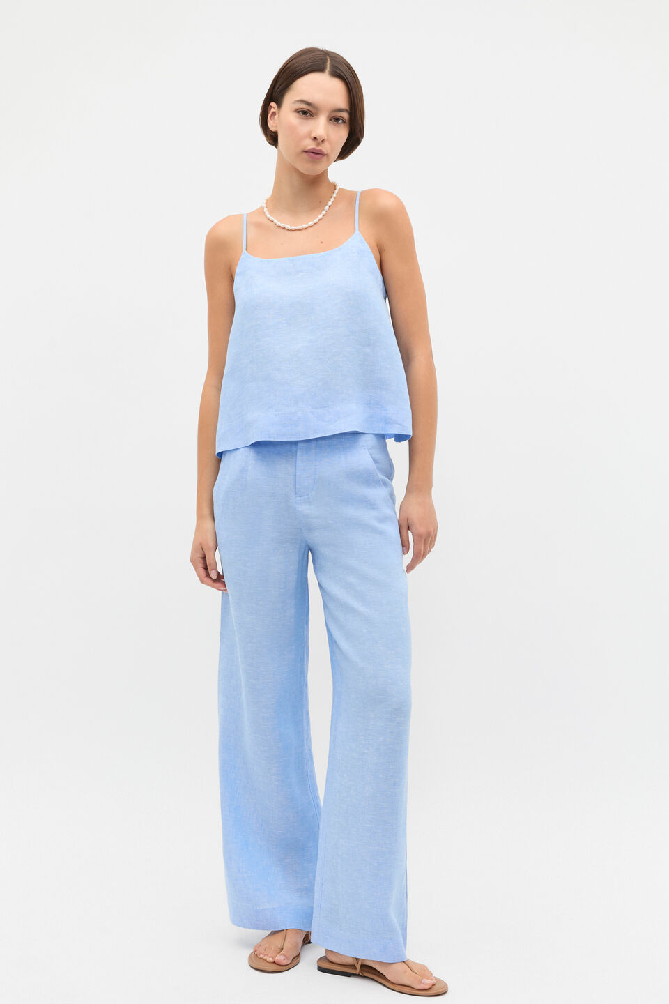 Linen Scoop Cami  Cornflower Blue Crossdye