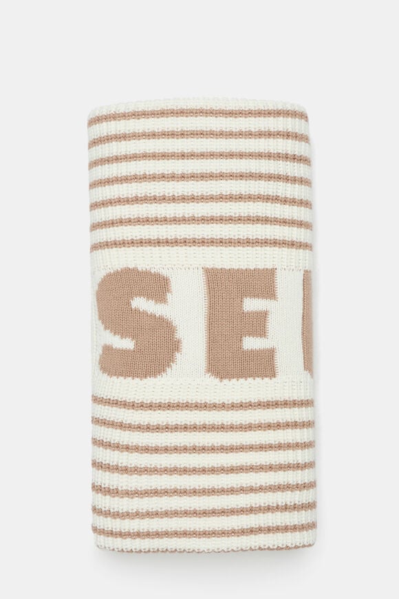 Logo Stripe Knit Blanket  Acorn Stripe  hi-res