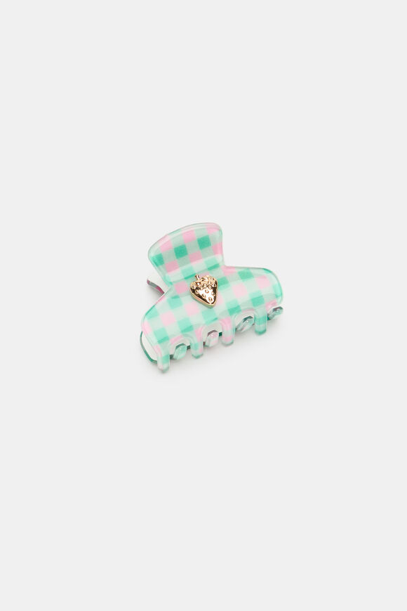 Gingham Claw Clip  Mint  hi-res